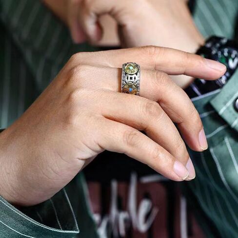 Five Emperors Coin Ring, Feng Shui Ring for Men, 925 Sterling Silver Lucky Amulet Rings, Positive Energy Adjustable Good Luck Rings for Protecting Wealth (B) in Kuwait