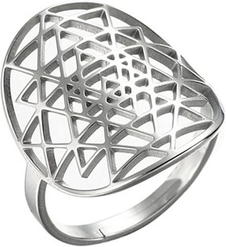 Sri Yantra Ring Silver Stainless Steel Sacred Geometry Golden Proportion Band Sizes 7.5-9.5 in Saudi Arabia