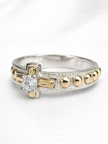 Rosary Ring for Women & Men – 925 Sterling Silver Catholic Ring with Cross and CZ, 10K Gold overlay Religious Faith Jewelry Gift, Faith Spiritual Gift in Kuwait