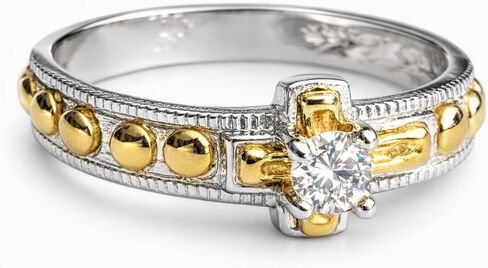 Rosary Ring for Women & Men – 925 Sterling Silver Catholic Ring with Cross and CZ, 10K Gold overlay Religious Faith Jewelry Gift, Faith Spiritual Gift in Kuwait