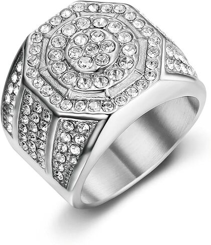 ICED OUT Ring for men Wedding Rings for Men 3D Circles Stainless Steel ring Hip Hop ring Radiant Rings Bling Iced Out Jewelry Punk Ring Club ring Heavy Metal ring Party in Kuwait