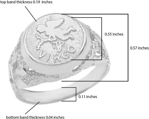 Astrology Jewelry Solid 925 Sterling Silver Virgo Zodiac Sign Band Nugget Men's Ring in Kuwait
