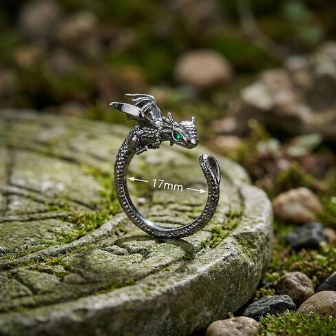Cute Kawaii Dragon Animal Ring, Gold Silver Tone Adjustable Fantasy Flying Dinosaur Ring, Mythical Stylish Jewelry for Daily & Party Wear in Saudi Arabia