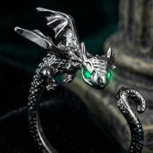 Cute Kawaii Dragon Animal Ring, Gold Silver Tone Adjustable Fantasy Flying Dinosaur Ring, Mythical Stylish Jewelry for Daily & Party Wear in Saudi Arabia