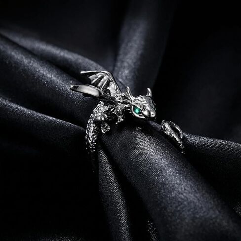 Cute Kawaii Dragon Animal Ring, Gold Silver Tone Adjustable Fantasy Flying Dinosaur Ring, Mythical Stylish Jewelry for Daily & Party Wear in Saudi Arabia