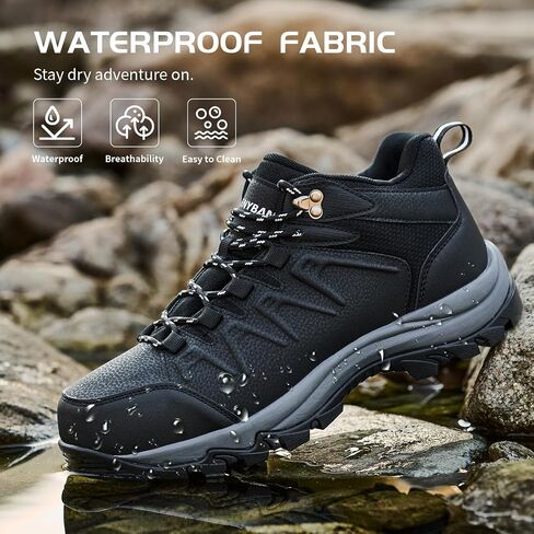 Waterproof Hiking Shoes Men | Non-Slip Grip Ankle Support, Fashion Sneakers Durable Comfort for Trekking and Outdoor Adventures in Kuwait