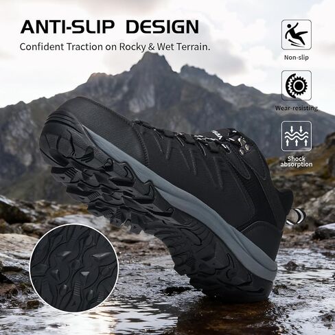 Waterproof Hiking Shoes Men | Non-Slip Grip Ankle Support, Fashion Sneakers Durable Comfort for Trekking and Outdoor Adventures in Kuwait
