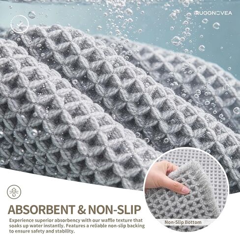 Waffle Bath Mat Non Slip Washable 32x20, Super Absorbent Quick Dry Boho Bathroom Rugs with Tassels, High Density Non Slip Backing, Luxury Carpet for Tub&Shower, Light Grey in Saudi Arabia