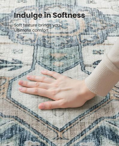 AMADA HOMEFURNISHING 8x10 Washable Area Rug, Low-Profile Large Area Rug with Non-Slip Backing & Durable Edge Binding, Vintage Large Rugs for Living Room, Bedroom, Dinning Room in Saudi Arabia