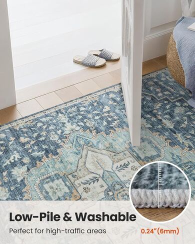 AMADA HOMEFURNISHING 8x10 Washable Area Rug, Low-Profile Large Area Rug with Non-Slip Backing & Durable Edge Binding, Vintage Large Rugs for Living Room, Bedroom, Dinning Room in Saudi Arabia