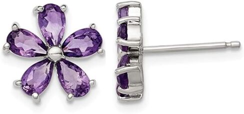 Amethyst Flower Earrings in Sterling Silver in Saudi Arabia