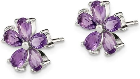 Amethyst Flower Earrings in Sterling Silver in Saudi Arabia