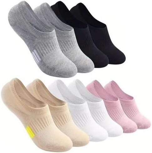 5 Pairs No Show Socks for Women, Low Cut Non Slip Athletic Cotton Invisible Socks - US 6-9 in Kuwait