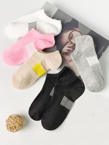 5 Pairs No Show Socks for Women, Low Cut Non Slip Athletic Cotton Invisible Socks - US 6-9 in Kuwait
