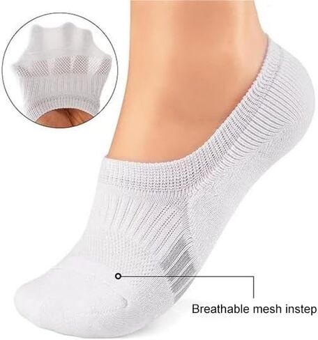 5 Pairs No Show Socks for Women, Low Cut Non Slip Athletic Cotton Invisible Socks - US 6-9 in Kuwait