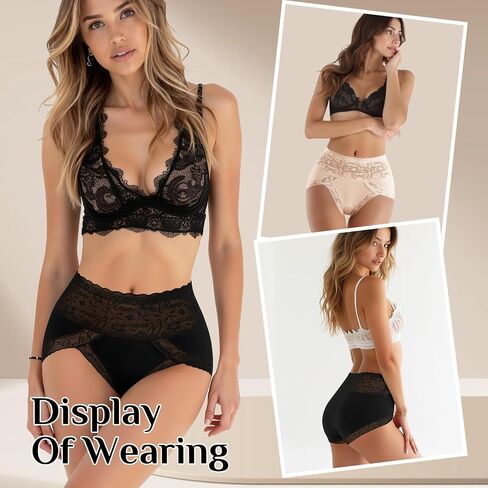 Womens High Waist Underwear Nylon Lace Panties Soft Breathable Ladies Hipster Panty Briefs 4 Pack in Saudi Arabia