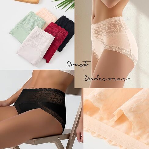 Womens High Waist Underwear Nylon Lace Panties Soft Breathable Ladies Hipster Panty Briefs 4 Pack in Saudi Arabia
