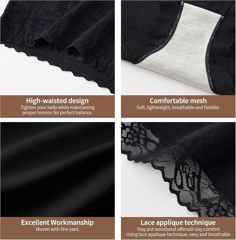 Womens High Waist Underwear Nylon Lace Panties Soft Breathable Ladies Hipster Panty Briefs 4 Pack in Saudi Arabia