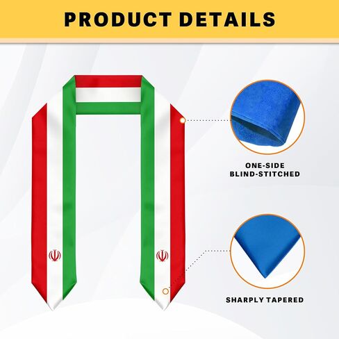 Iran Flag Graduation Stole Graduation Sash Scarf for International Student Abroad Adult Unisex in Saudi Arabia