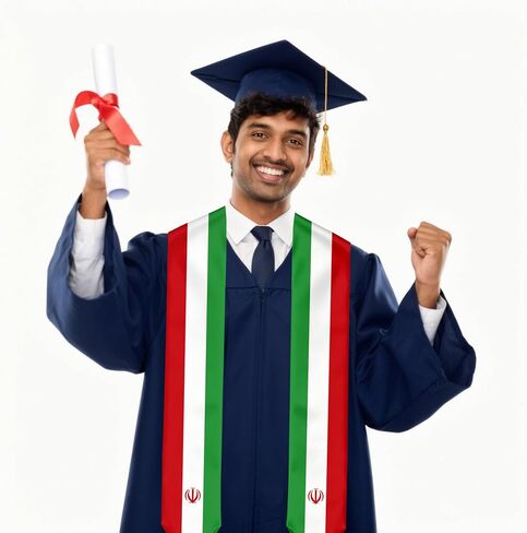 Iran Flag Graduation Stole Graduation Sash Scarf for International Student Abroad Adult Unisex in Saudi Arabia