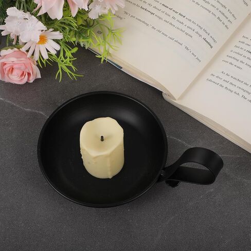 4PCS Matte Black Iron Pillar Candle Holders with Handle - Industrial Bowl Design Candle Stand Set, for Table, Mantel, Wedding Centerpiece Decor in Saudi Arabia