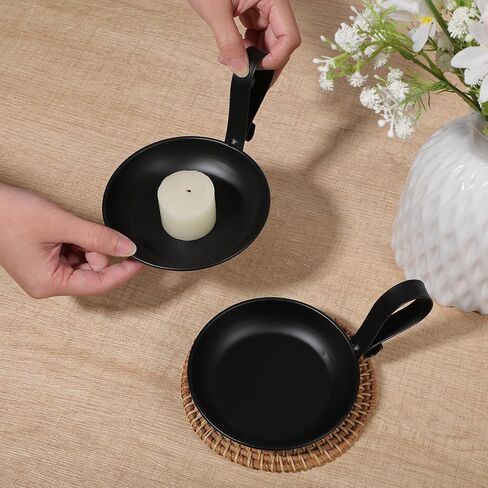 4PCS Matte Black Iron Pillar Candle Holders with Handle - Industrial Bowl Design Candle Stand Set, for Table, Mantel, Wedding Centerpiece Decor in Saudi Arabia