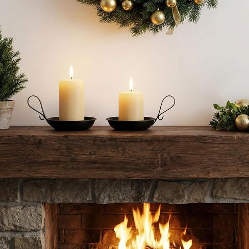 4PCS Matte Black Iron Pillar Candle Holders with Handle - Industrial Bowl Design Candle Stand Set, for Table, Mantel, Wedding Centerpiece Decor in Saudi Arabia