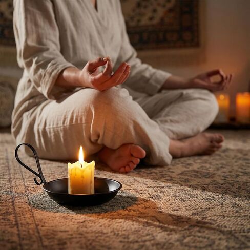 4PCS Matte Black Iron Pillar Candle Holders with Handle - Industrial Bowl Design Candle Stand Set, for Table, Mantel, Wedding Centerpiece Decor in Saudi Arabia
