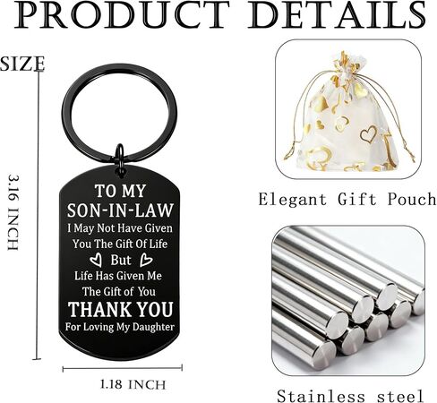 Son In Law Gifts Fathers Day Gift for Son In Law from Mother In Law,Unique Key Chains,Son In Law Gifts for Fathers Day Birthday Christmas Engagement in Saudi Arabia