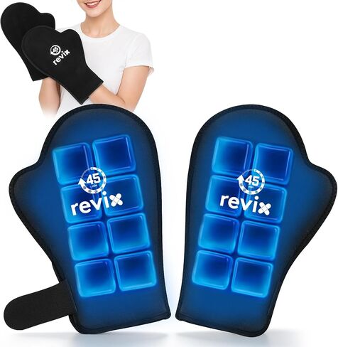 REVIX 45-Min Long-Lasting Hand Ice Pack Gloves, 2-Pack Reusable Ice Packs for Hands, Fingers & Wrists with Adjustable Straps, Gel Cold Gloves for Working Hands, Chemo Neuropathy & Wrist Discomfort in Saudi Arabia
