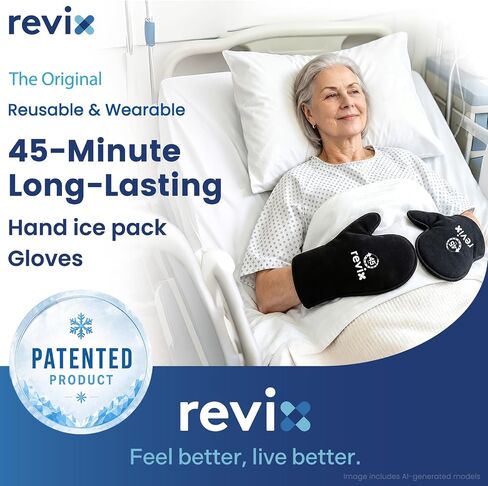REVIX 45-Min Long-Lasting Hand Ice Pack Gloves, 2-Pack Reusable Ice Packs for Hands, Fingers & Wrists with Adjustable Straps, Gel Cold Gloves for Working Hands, Chemo Neuropathy & Wrist Discomfort in Saudi Arabia