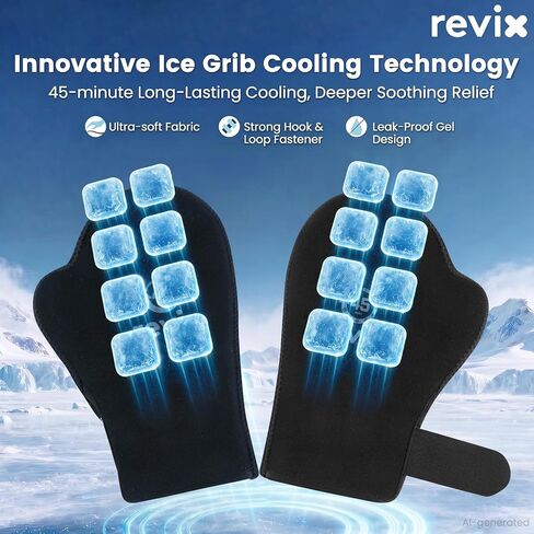 REVIX 45-Min Long-Lasting Hand Ice Pack Gloves, 2-Pack Reusable Ice Packs for Hands, Fingers & Wrists with Adjustable Straps, Gel Cold Gloves for Working Hands, Chemo Neuropathy & Wrist Discomfort in Saudi Arabia