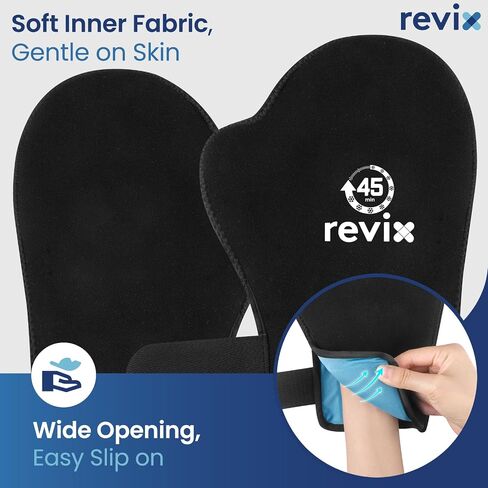 REVIX 45-Min Long-Lasting Hand Ice Pack Gloves, 2-Pack Reusable Ice Packs for Hands, Fingers & Wrists with Adjustable Straps, Gel Cold Gloves for Working Hands, Chemo Neuropathy & Wrist Discomfort in Saudi Arabia