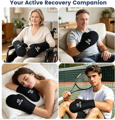 REVIX 45-Min Long-Lasting Hand Ice Pack Gloves, 2-Pack Reusable Ice Packs for Hands, Fingers & Wrists with Adjustable Straps, Gel Cold Gloves for Working Hands, Chemo Neuropathy & Wrist Discomfort in Saudi Arabia
