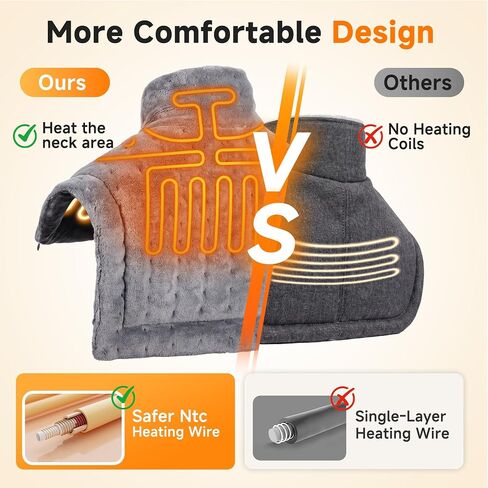 Weighted Heating Pad for Neck and Shoulders Back, Heated Shoulder Wrap with 12V 2A Adapter, Large Neck Heating Pad, 3 Heat Settings & Auto Shut Off, Neck and Back Warmer, Ideal Gift for Mom and Dad in Saudi Arabia