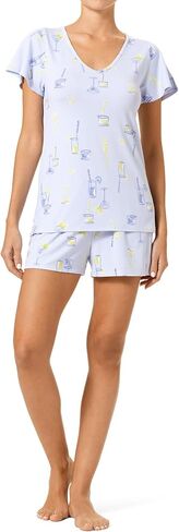 HUE Women's Pajama 2 Piece Set Includes Sleep Top and Boxer Shorts in Kuwait