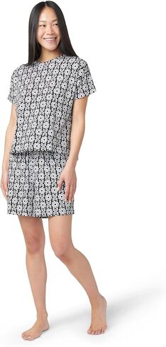 HUE Women's Pajama 2 Piece Set Includes Sleep Top and Boxer Shorts in Kuwait