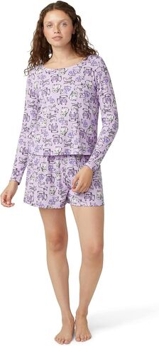 HUE Women's Pajama 2 Piece Set Includes Sleep Top and Boxer Shorts in Kuwait