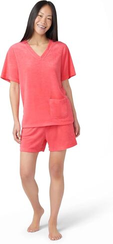 HUE Women's Pajama 2 Piece Set Includes Sleep Top and Boxer Shorts in Kuwait