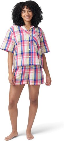 HUE Women's Pajama 2 Piece Set Includes Sleep Top and Boxer Shorts in Kuwait