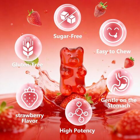 Alpha Lipoic Acid Gummies 400 MG, Chewable R Lipoic Acid Supplement for Antioxidant & Nervous System Support, Sugar Free, Vegan, Strawberry Flavor, 60 Count in Saudi Arabia