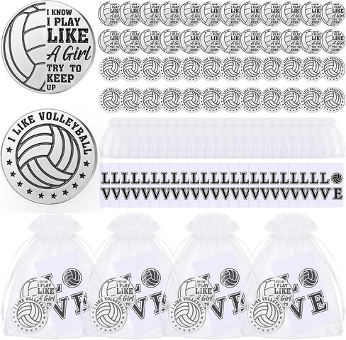 Tondiamo 50 Pack Volleyball Gifts for Teen Girls Team Include Volleyball Lapel Pins Cards Goodie Bags Bulk Sport Badge Pin Party Favors Women Player Fans Coach in Saudi Arabia