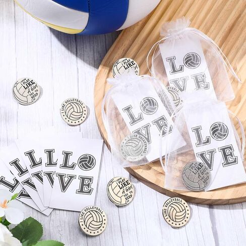 Tondiamo 50 Pack Volleyball Gifts for Teen Girls Team Include Volleyball Lapel Pins Cards Goodie Bags Bulk Sport Badge Pin Party Favors Women Player Fans Coach in Saudi Arabia