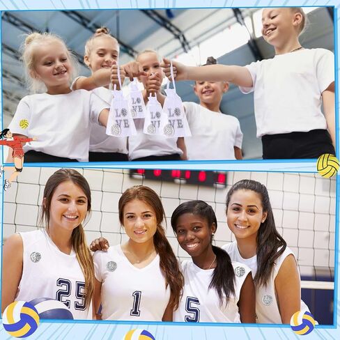 Tondiamo 50 Pack Volleyball Gifts for Teen Girls Team Include Volleyball Lapel Pins Cards Goodie Bags Bulk Sport Badge Pin Party Favors Women Player Fans Coach in Saudi Arabia