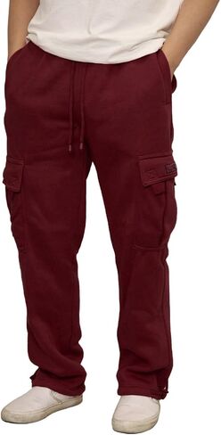 URBANJ Men's Heavyweight Fleece Cargo Sweatpants Loose Fit Open Bottom Cargo Pants Size S-5XL in Saudi Arabia
