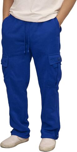 URBANJ Men's Heavyweight Fleece Cargo Sweatpants Loose Fit Open Bottom Cargo Pants Size S-5XL in Saudi Arabia