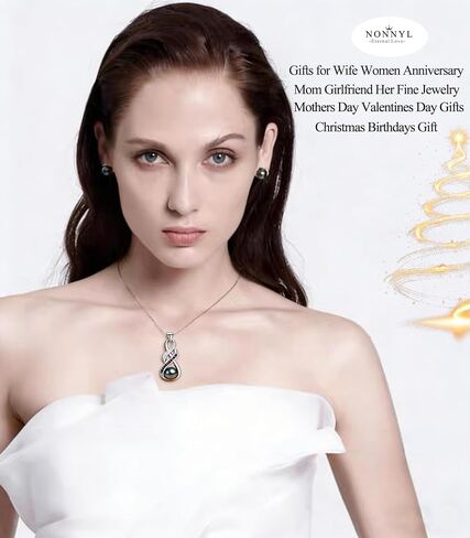 NONNYL Gifts for Wife Anniversary Pearl Necklace for Women- Tahitian Black Real 9-10mm AAAA Quality Handpicked Nature and D Color Moissanite - Gifts for Mom Girlfriend Her - Birthday Christmas Mothers Day Valentine's Day Jewelry Gifts in Kuwait