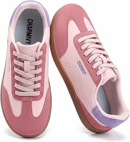 Charmivy Women's Barefoot Fashion Sneakers – Wide Toe Box Minimalist Walking Shoes, Zero Drop Casual Retro Gum Sole Tennis Sneakers in Kuwait