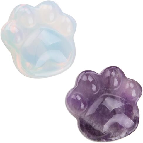 ZORZA 2Pcs Amethyst Cat Paw Crystal Ornament for Healing Positive Energy Stress Relief Creative Crystal Stone Carving for Cat Lovers Soothe Anxiety in Saudi Arabia