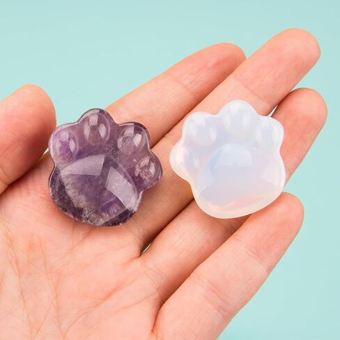 ZORZA 2Pcs Amethyst Cat Paw Crystal Ornament for Healing Positive Energy Stress Relief Creative Crystal Stone Carving for Cat Lovers Soothe Anxiety in Saudi Arabia